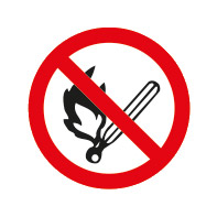 EN ISO 7010 P003 – Keine offene Flamme; Feuer, offene Zündquelle und Rauchen verboten