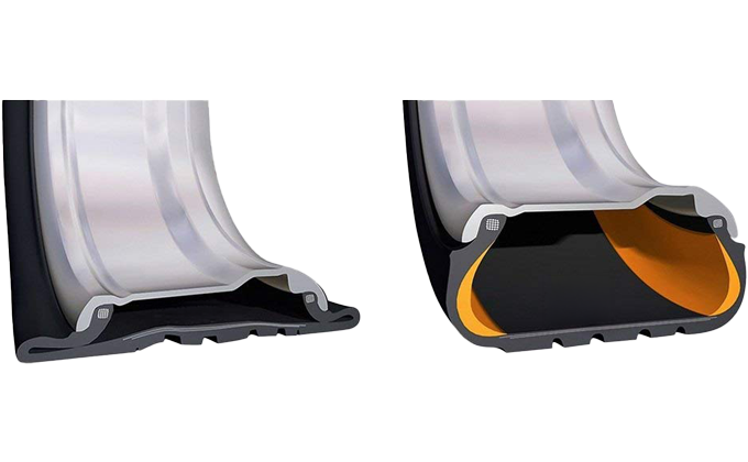 Vergleich eines Runflat-Reifens mit einem platten herkömmlichen Reifen bei Druckverlust