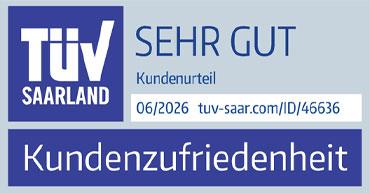 Prüfzeichen TÜV Kundenzufriedenheit Note SEHR GUT