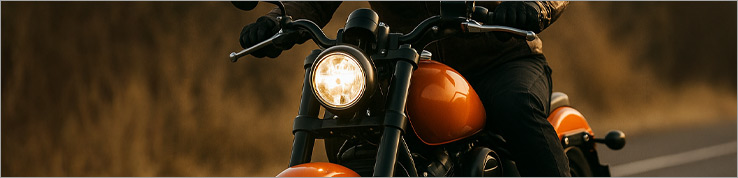 Cruiser-Motorrad auf Landstraße – breite Reifen für entspanntes Fahren mit Chopper oder Cruiser