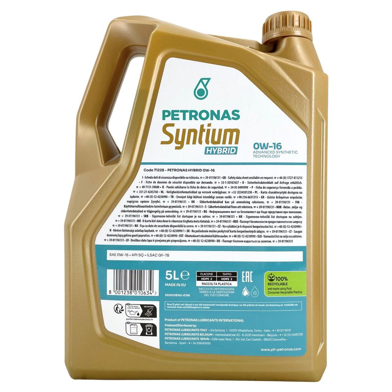 Petronas Syntium Hybrid 0W-16 5 Liter