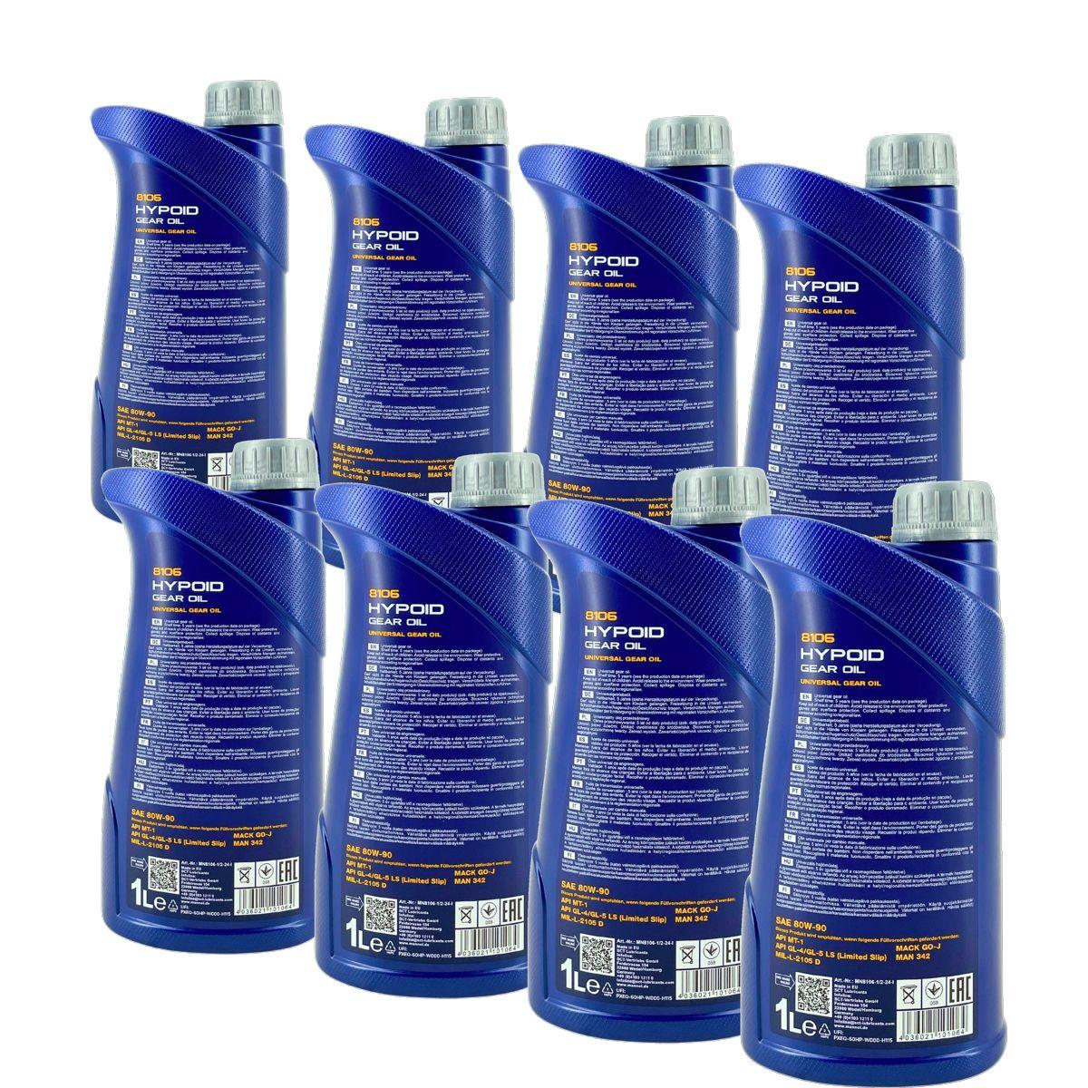 Mannol Hypoid Gear Oil Getriebeöl 80W-90 GL-4/GL-5 LS 8x1 Liter