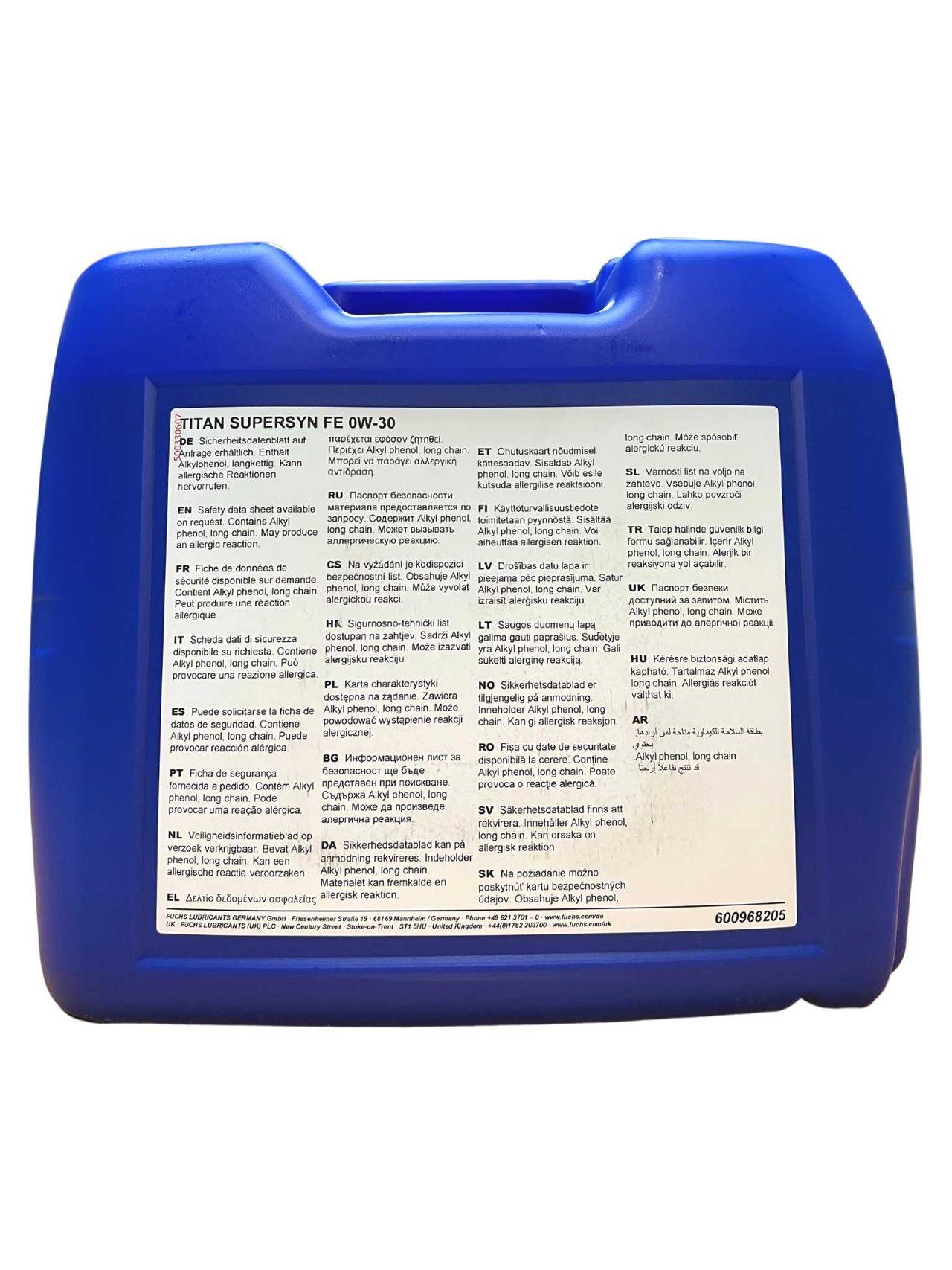 Fuchs Titan Supersyn FE 0W-30 20 Liter