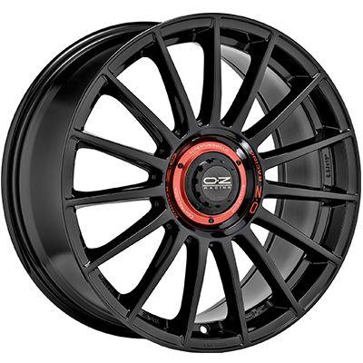 OZ SUPERTURISMO EVOLUZIONE gloss black + red lettering 8.0Jx18 5x114.3 ET45