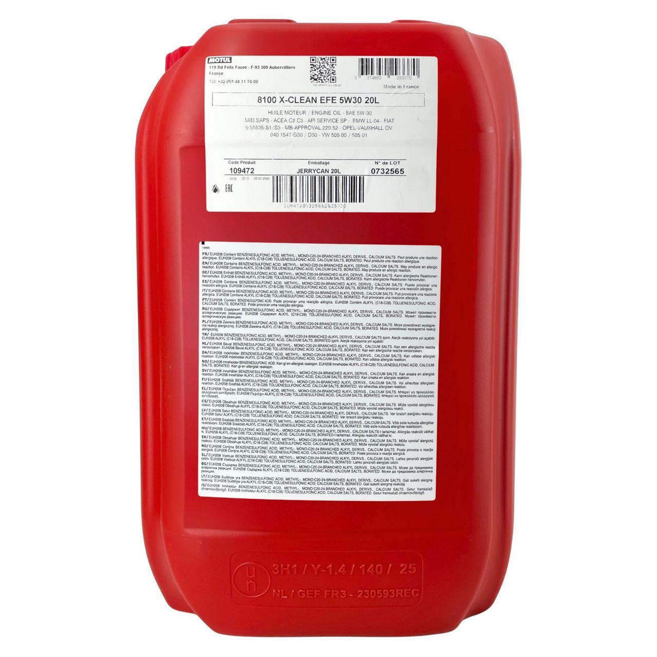 Motul 8100 X-clean EFE 5W-30 20 Liter