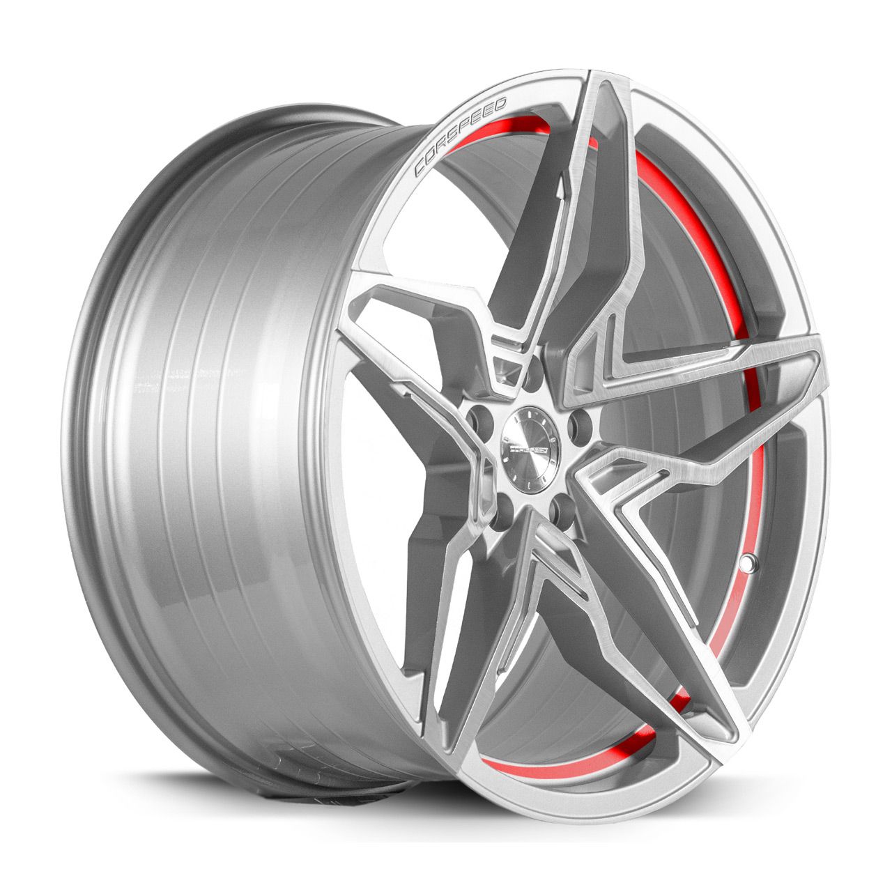 CORSPEED KHARMA Silver-brushed-Surface undercut Trimline red 8.5Jx19 5x108 ET40