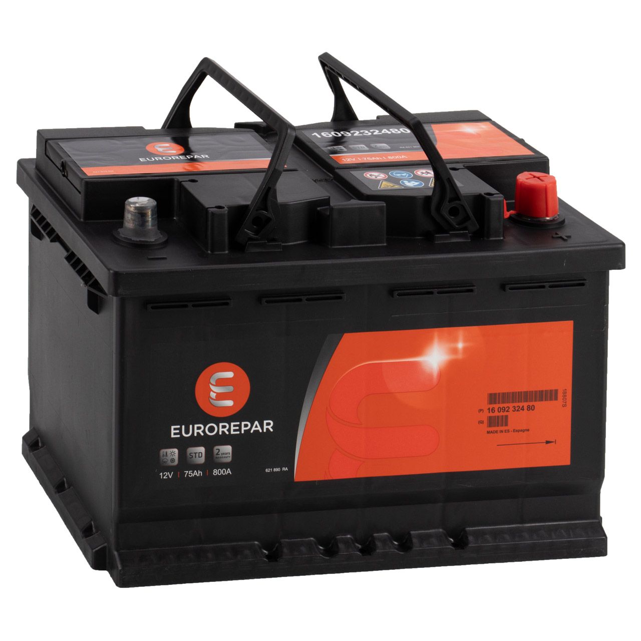 EUROREPAR STD Batterie Autobatterie Starterbatterie 12V 75Ah 800A/EN 1609232480