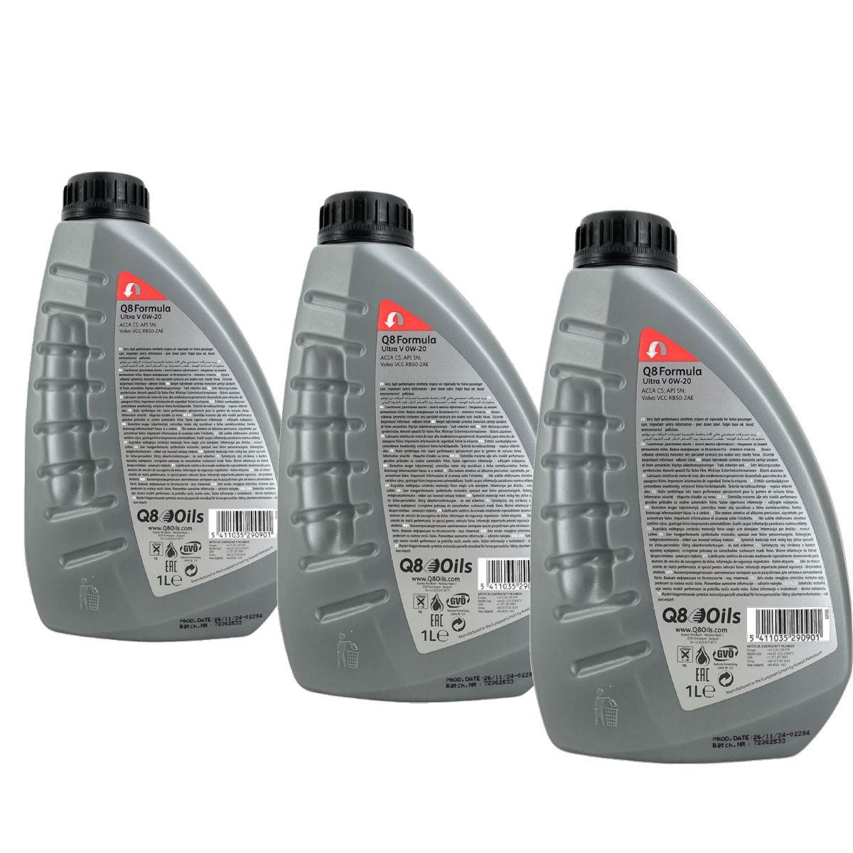 Q8 Formula Ultra V 0W-20 3x1 Liter