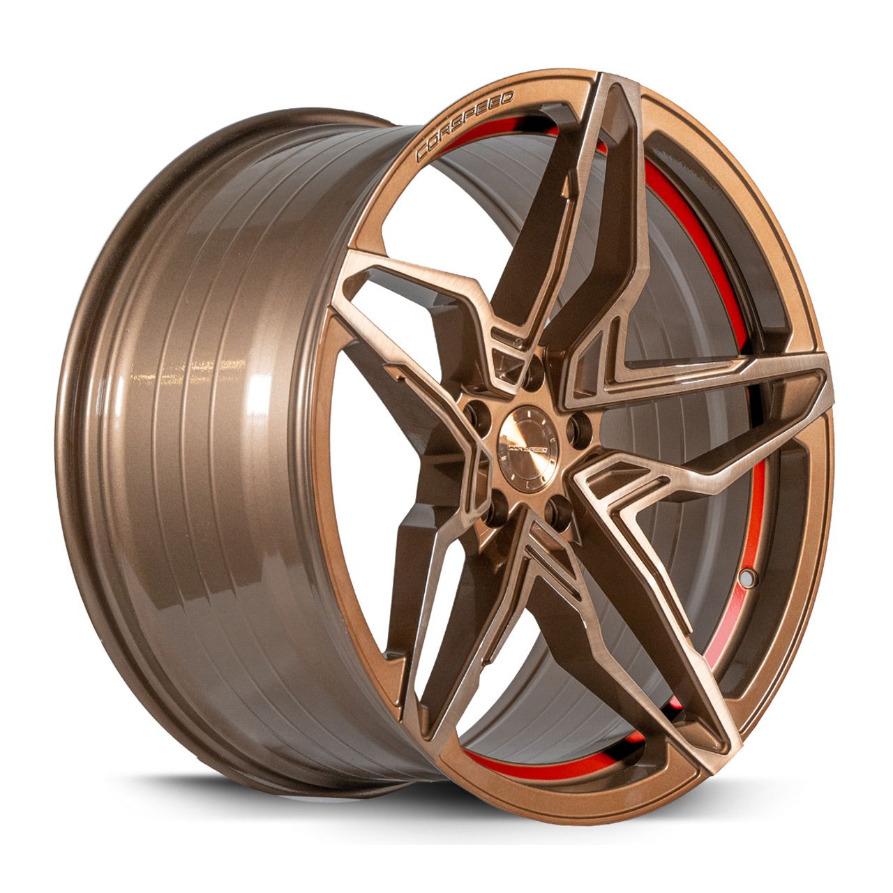 CORSPEED KHARMA Higloss-Bronze brushed Surface undercut Trimline red 8.5Jx19 5x112 ET43