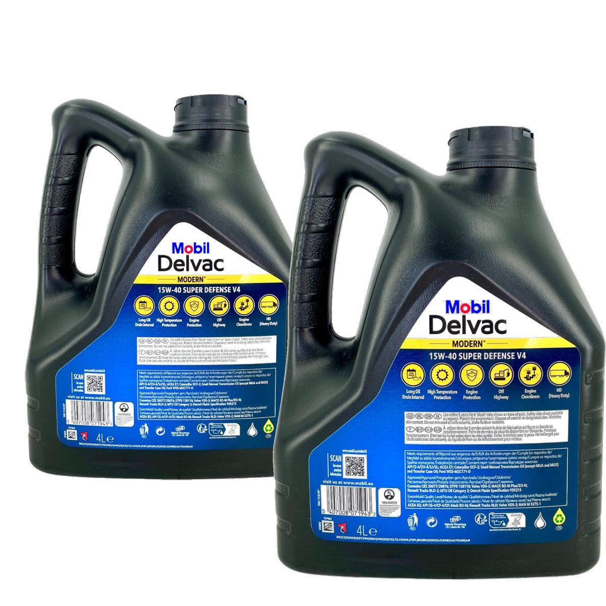 Mobil Delvac Modern MX 15W-40 Super Defense V4 2x4 Liter