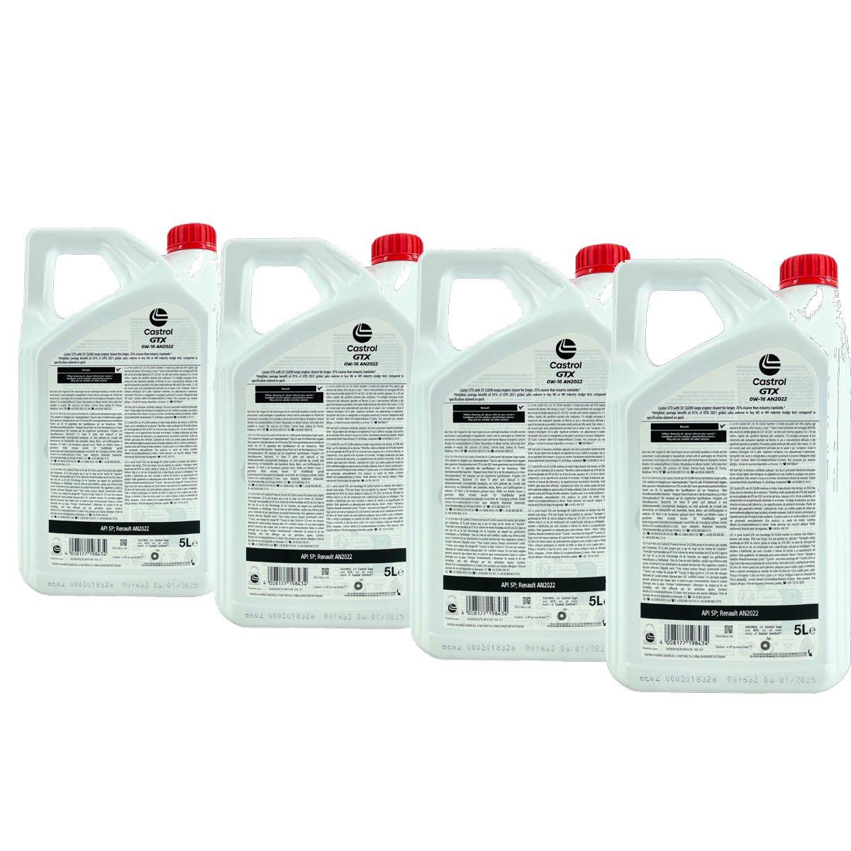 Castrol GTX 0W-16 AN2022 4x5 Liter