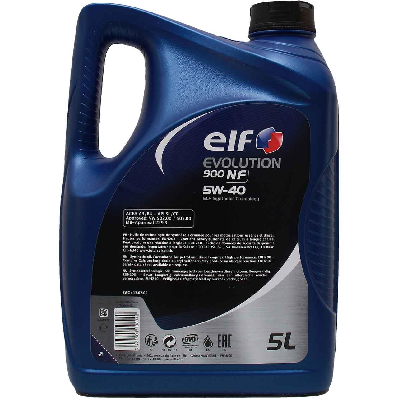 Elf Evolution 900 NF 5W-40L: Starkes Motoröl Für Benzin Und Diesel, Ideal Für Lange Intervalle