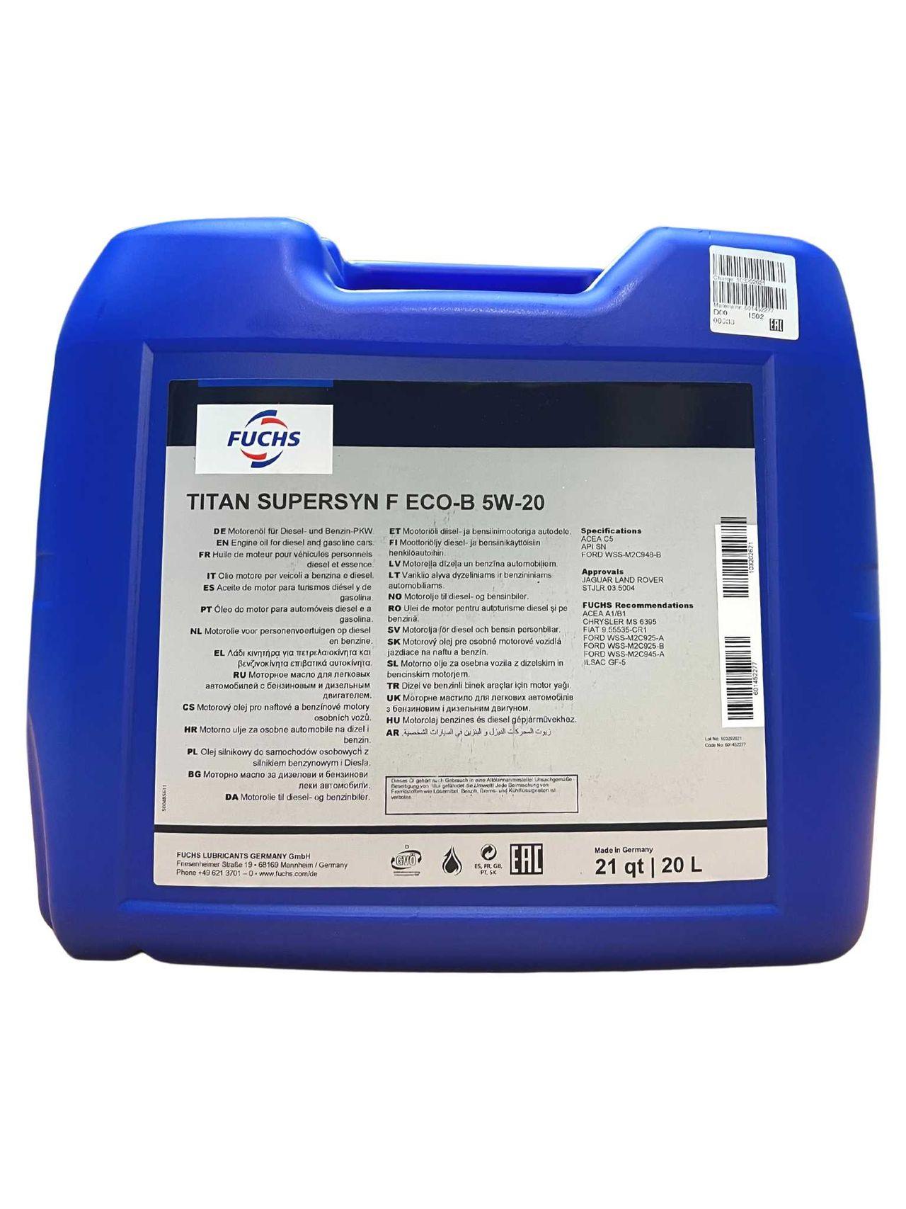Fuchs Titan Supersyn F ECO-B 5W-20 20 Liter