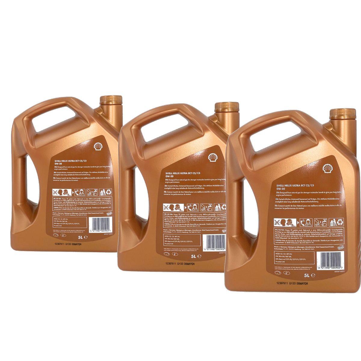 Shell Helix Ultra ECT C2 C3 0W-30 3x5 Liter