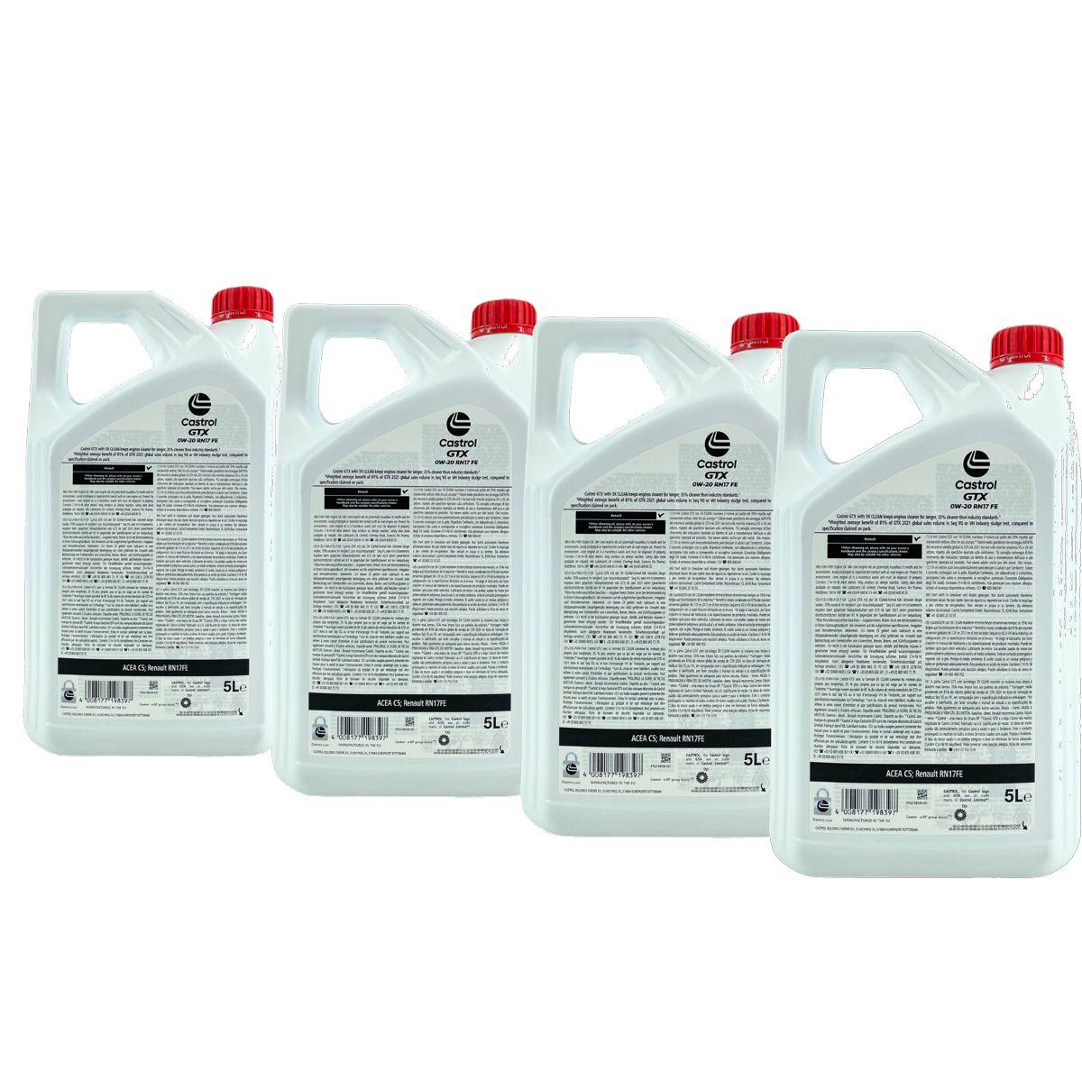 Castrol GTX 0W-20 RN17 FE 4x5 Liter