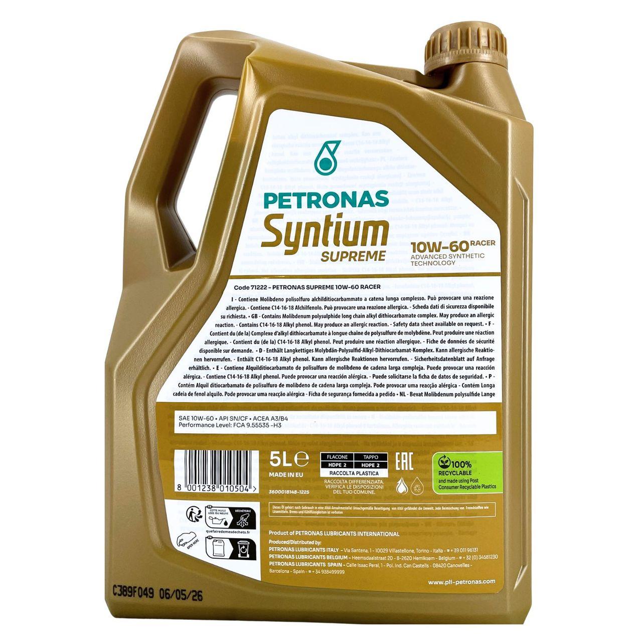 Petronas Syntium Supreme Racer 10W-60 5 Liter