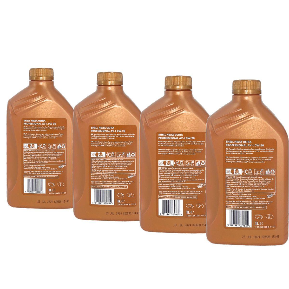 Shell Helix Ultra Professional AV-L 0W-20 4x1 Liter