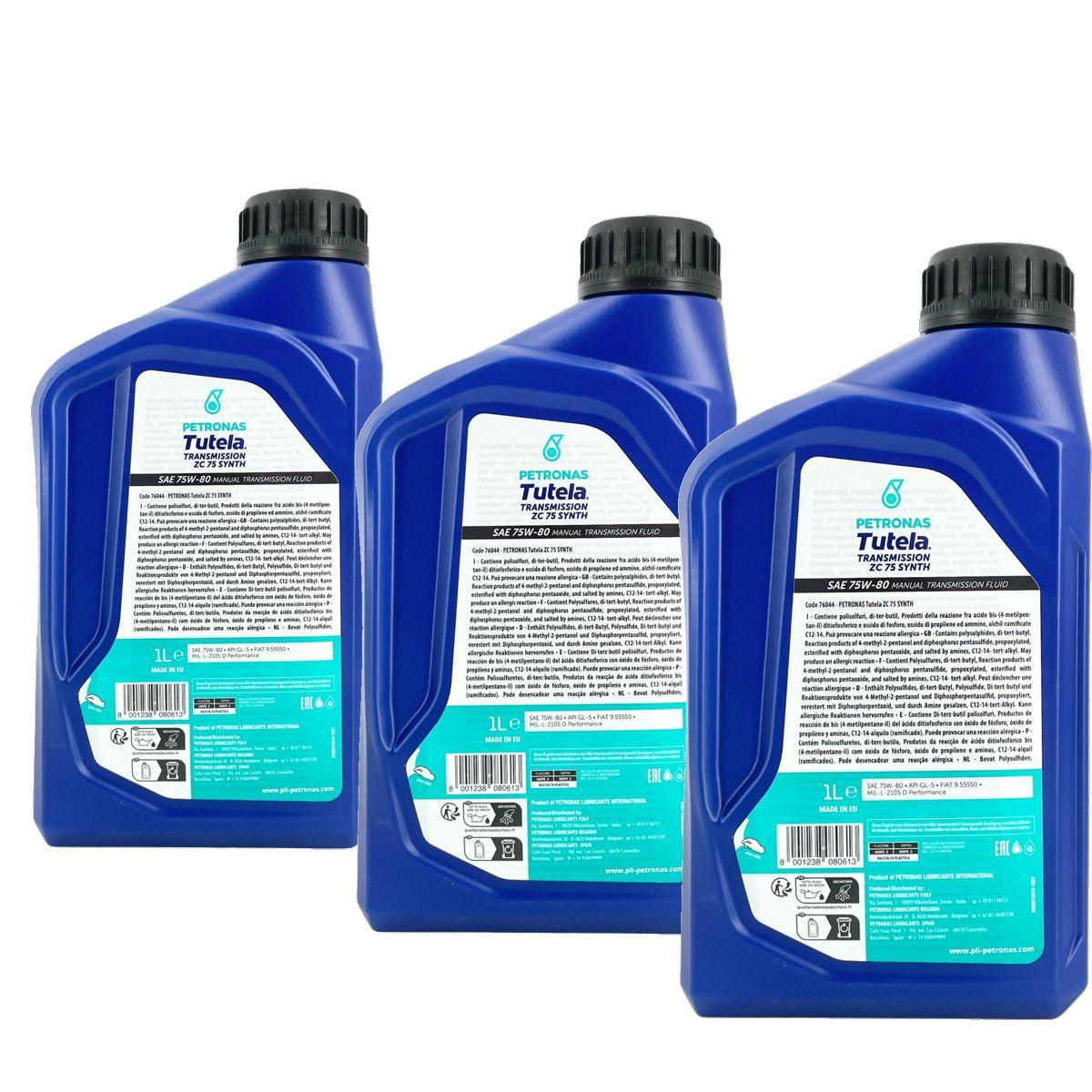 Petronas Tutela Transmission ZC 75 Synth 75W-80 API GL-5 3x1 Liter
