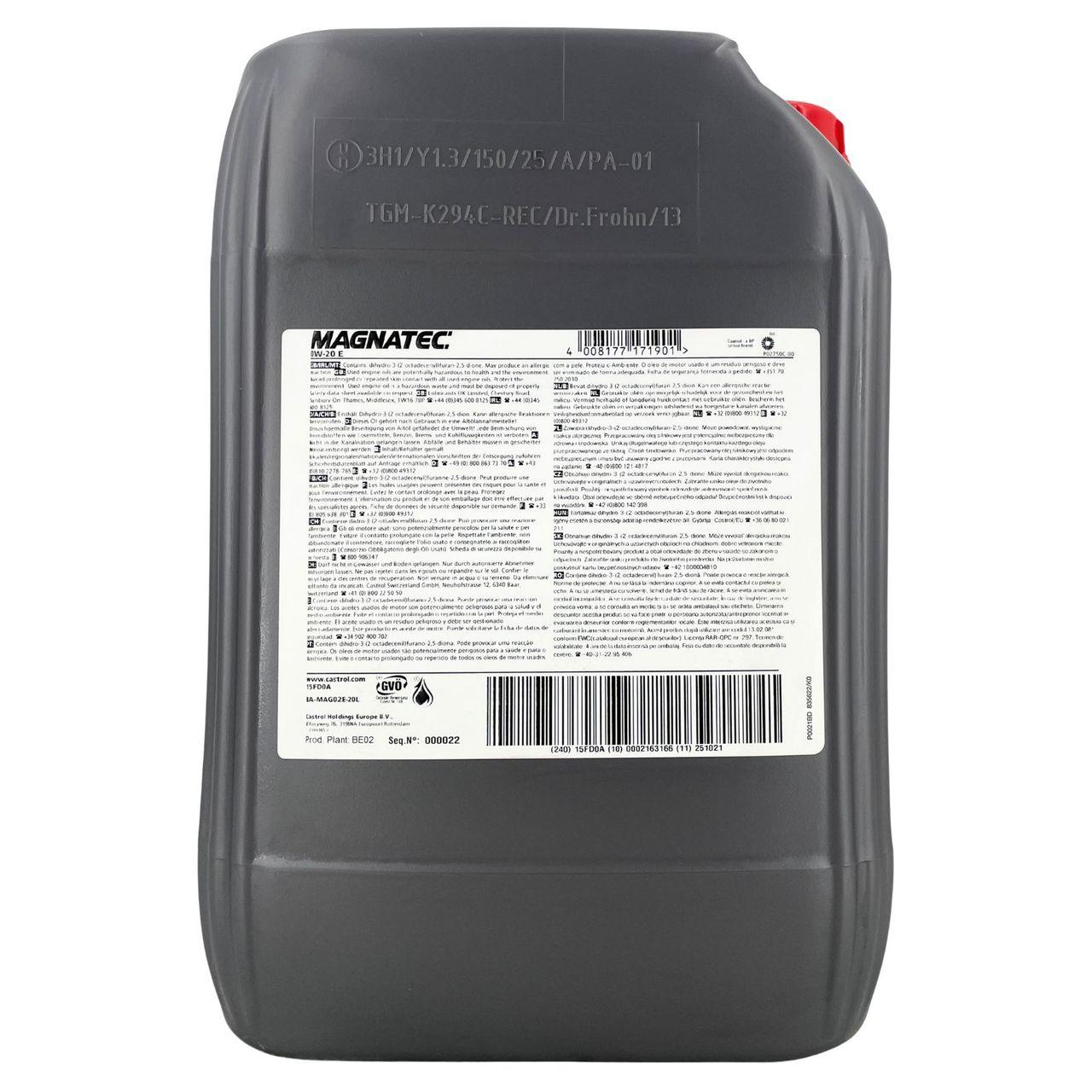 Castrol Magnatec 0W-20 E 20 Liter