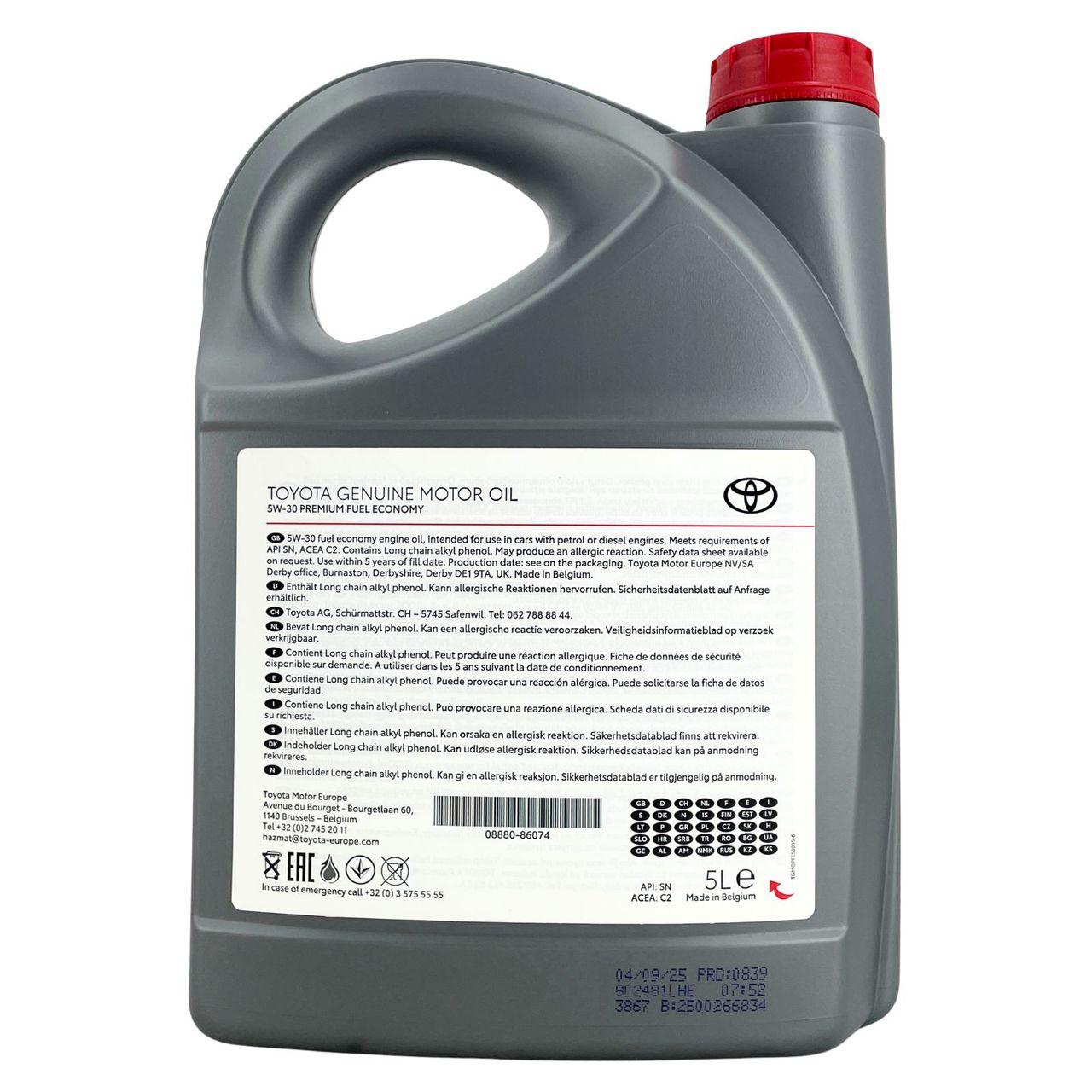 Toyota Premium Fuel Economy 5W-30 5 Liter