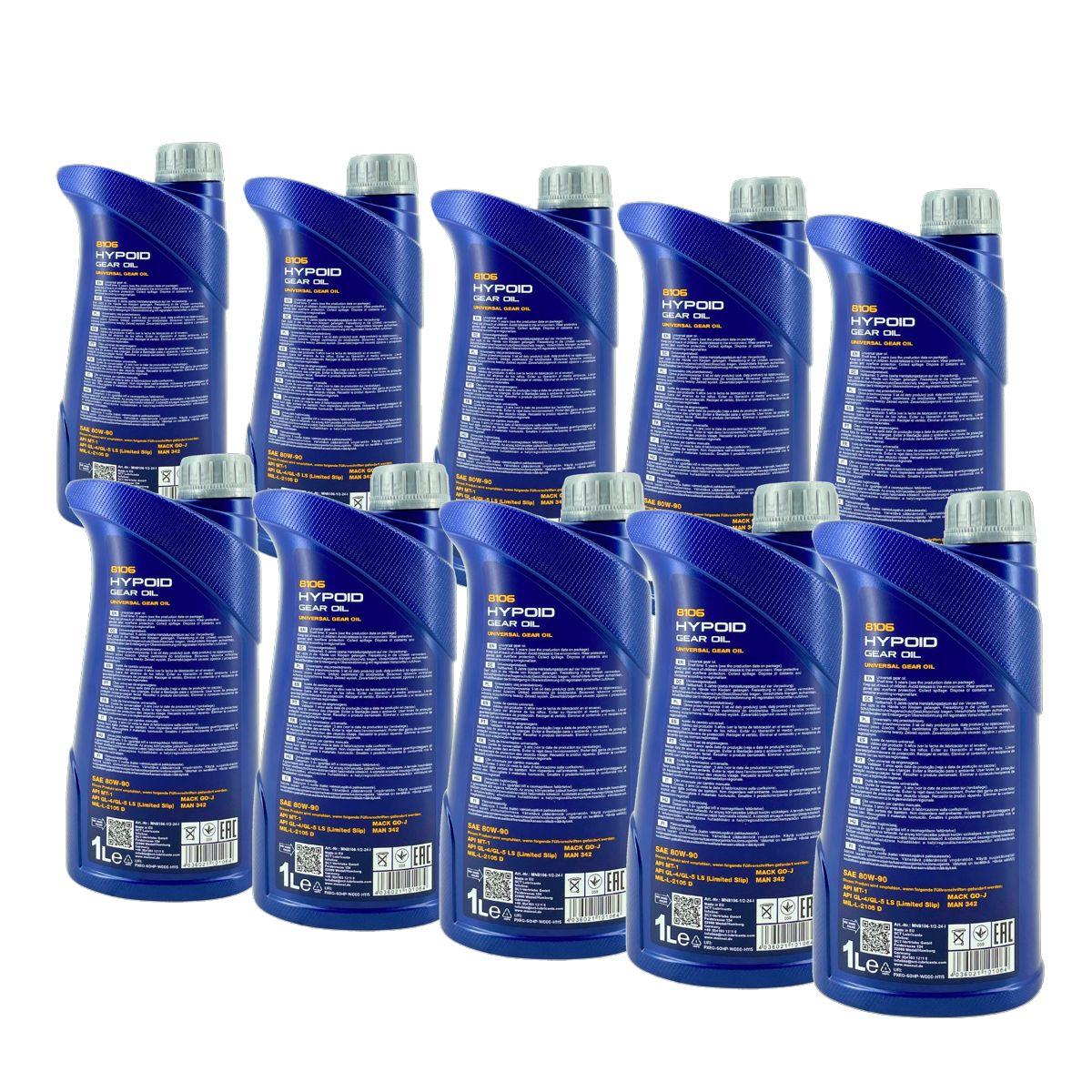 Mannol Hypoid Gear Oil Getriebeöl 80W-90 GL-4/GL-5 LS 10x1 Liter