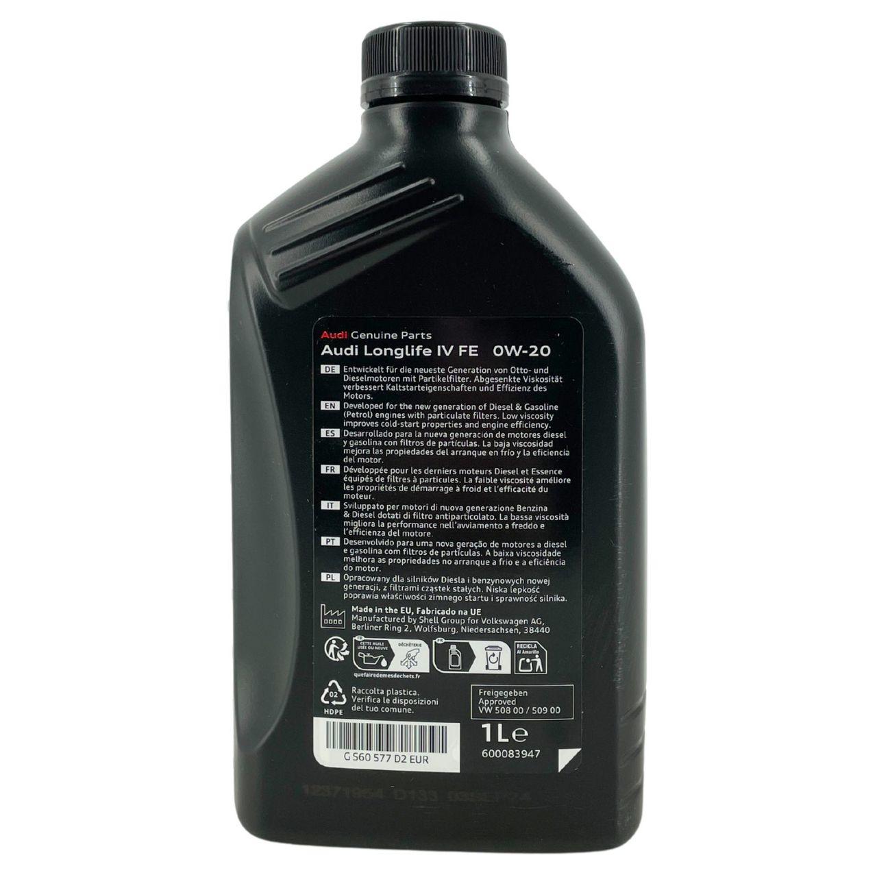 Original Audi 0W-20 LongLife IV FE 508.00 / 509.00 1 Liter