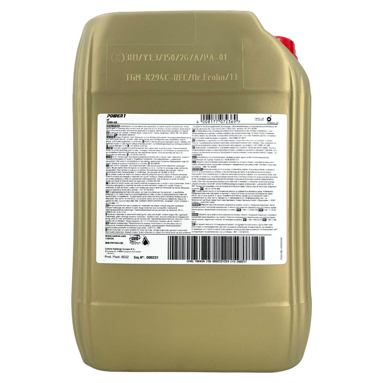 Castrol Power 1 4T 10W-40 20 Liter