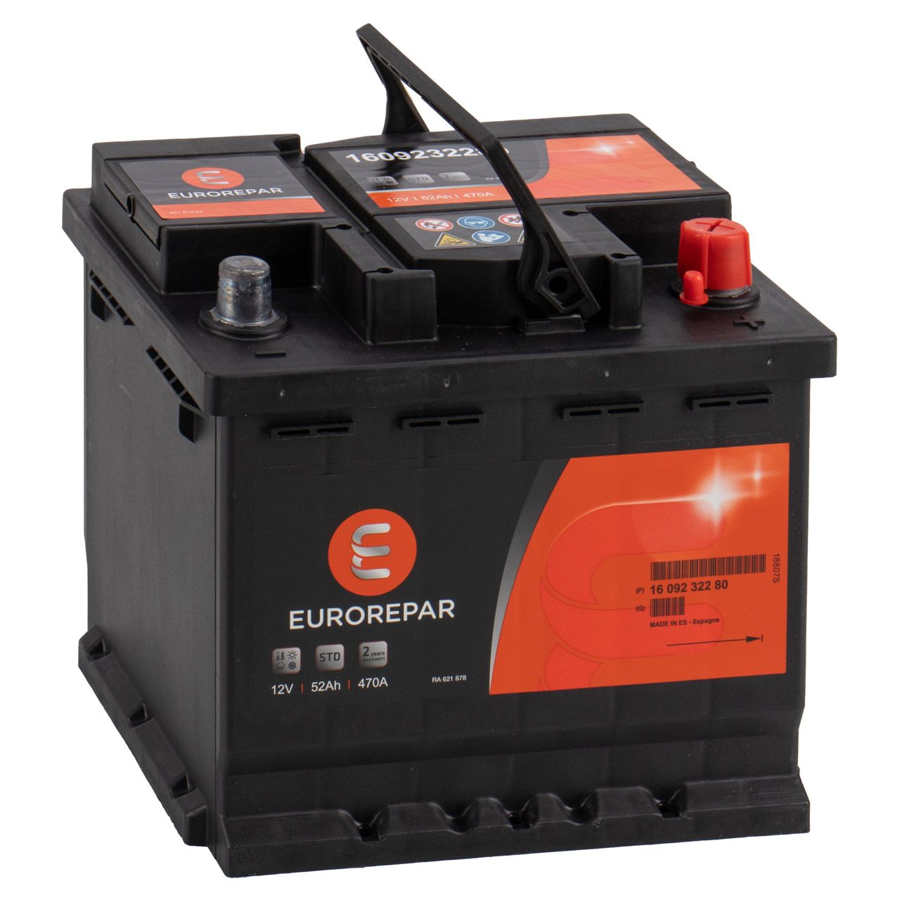 EUROREPAR STD Batterie Autobatterie Starterbatterie 12V 52Ah 470A/EN 1609232280