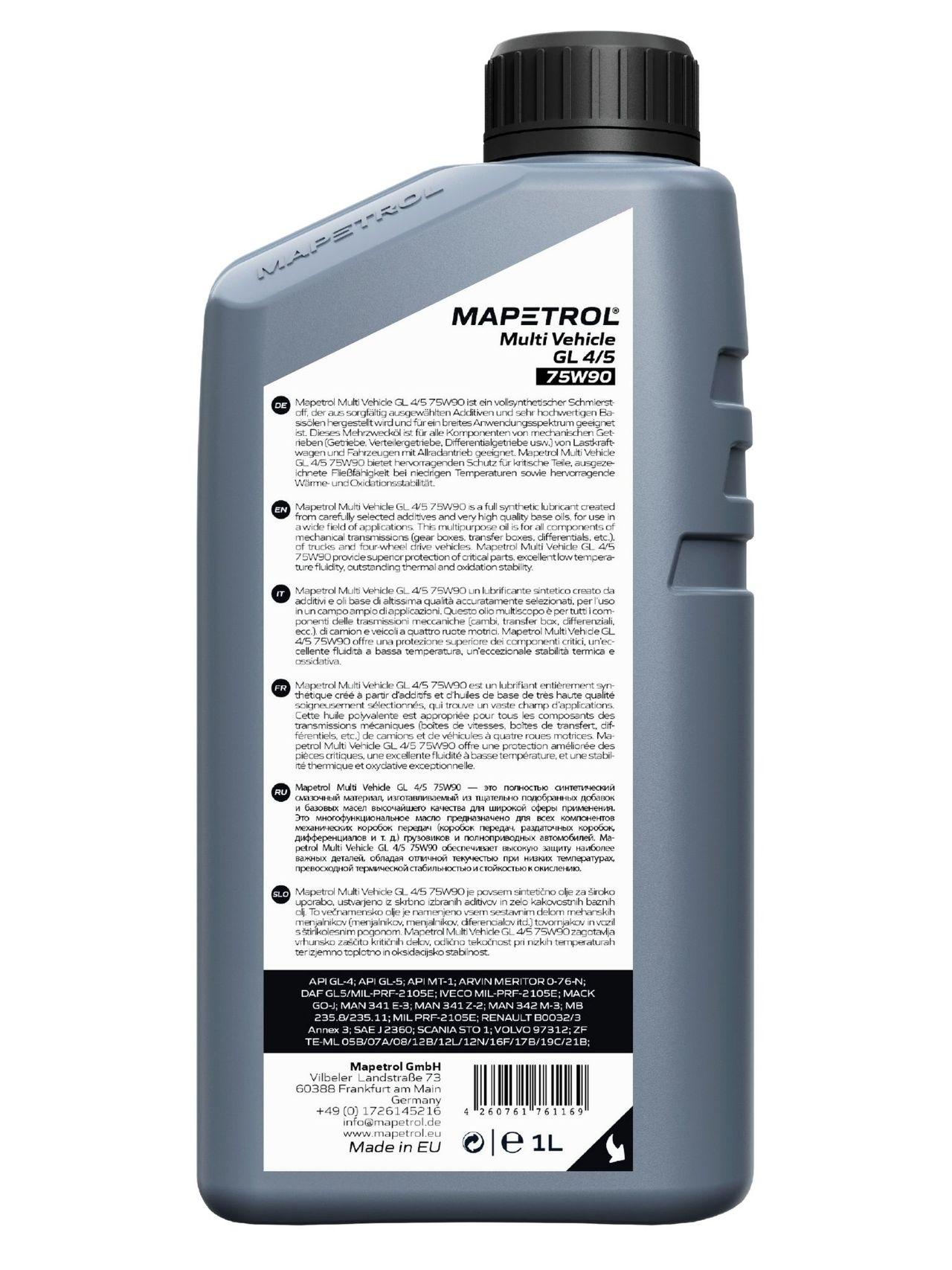 Mapetrol Multi Vehicle GL 4/5 75W-90 1 Liter