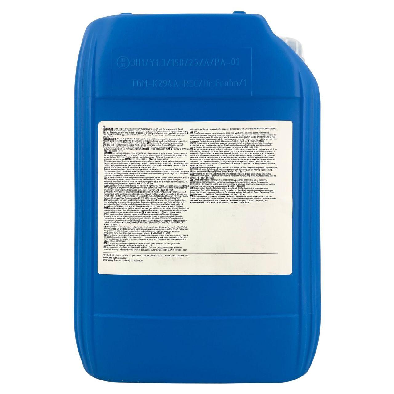 Aral SuperTronic LL IV FE 0W-20 20 Liter