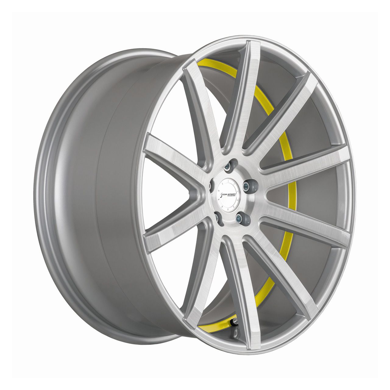 CORSPEED DEVILLE Silver-brushed-Surface/ undercut Color Trim gelb 8.5Jx19 5x108 ET40