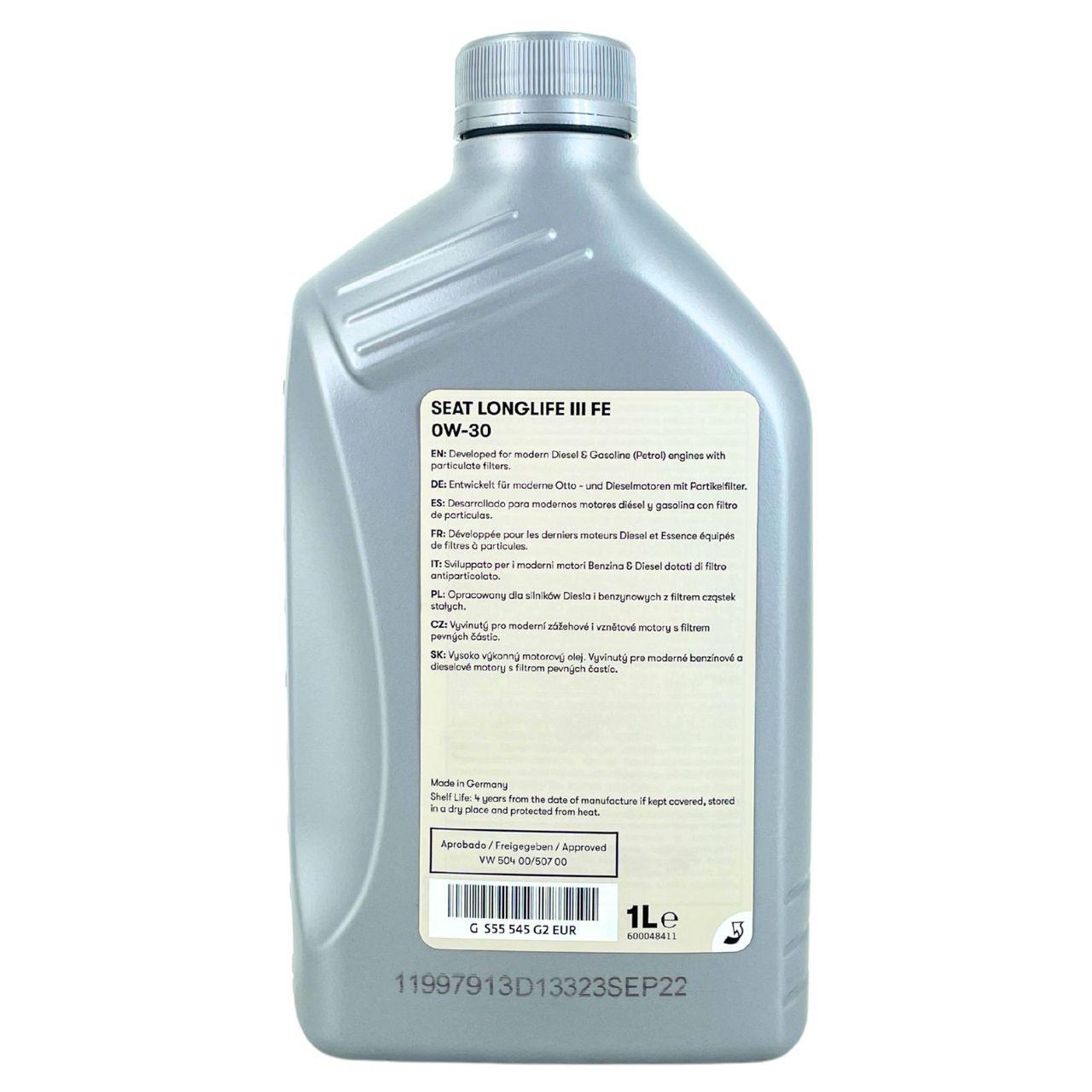Original Seat LongLife III/3 FE SAE 0W-30 504.00 / 507.00 1 Liter