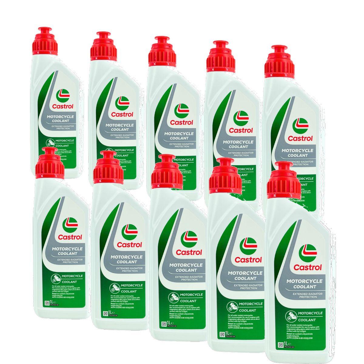 Castrol Motorcycle Coolant Kühlerfrostschutz (-24 °C) gebrauchsfertig für Motorräder 10x1 Liter