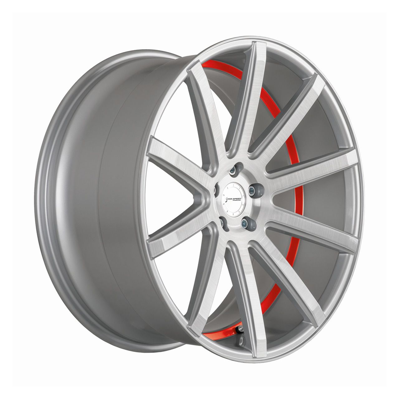 CORSPEED DEVILLE Silver-brushed-Surface/ undercut Color Trim rot 8.5Jx19 5x108 ET40
