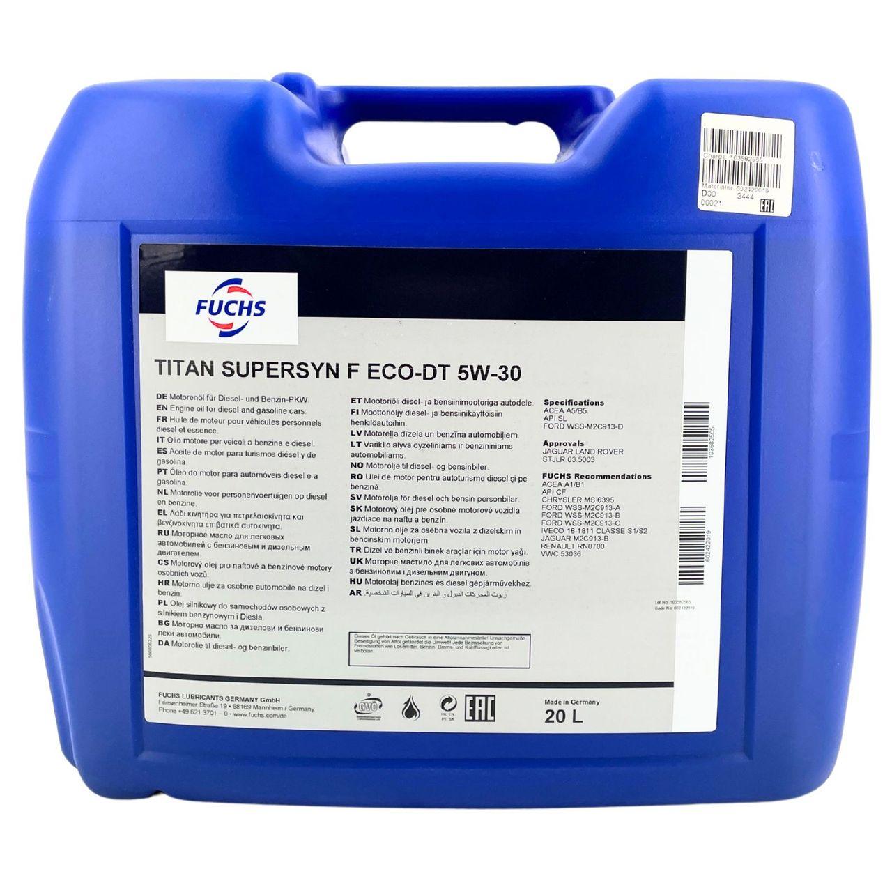 Fuchs Titan Supersyn F ECO-DT 5W-30 20 Liter