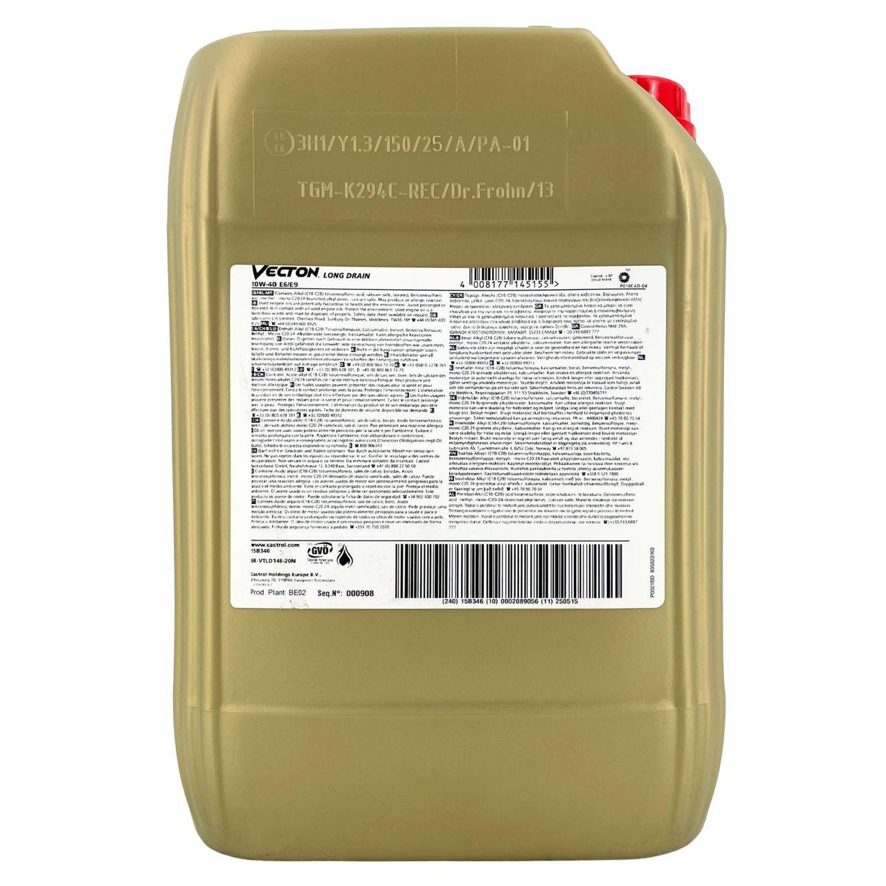 Castrol Vecton Long Drain 10W-40 E8/E11 20 Liter