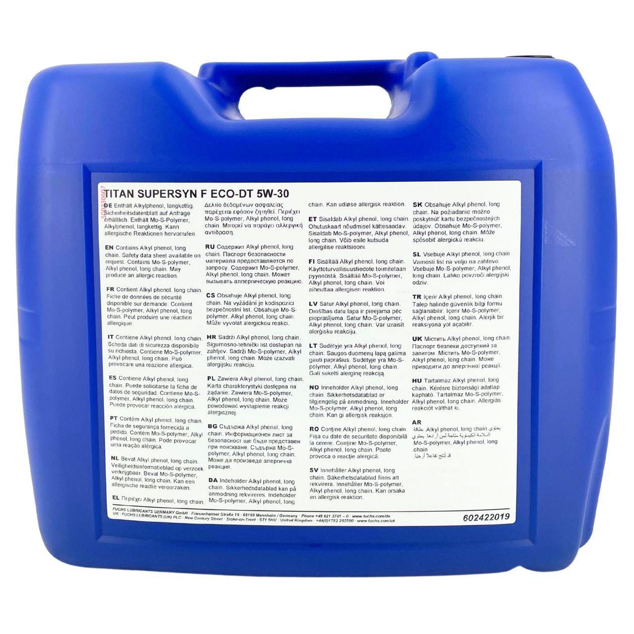 Fuchs Titan Supersyn F ECO-DT 5W-30 20 Liter