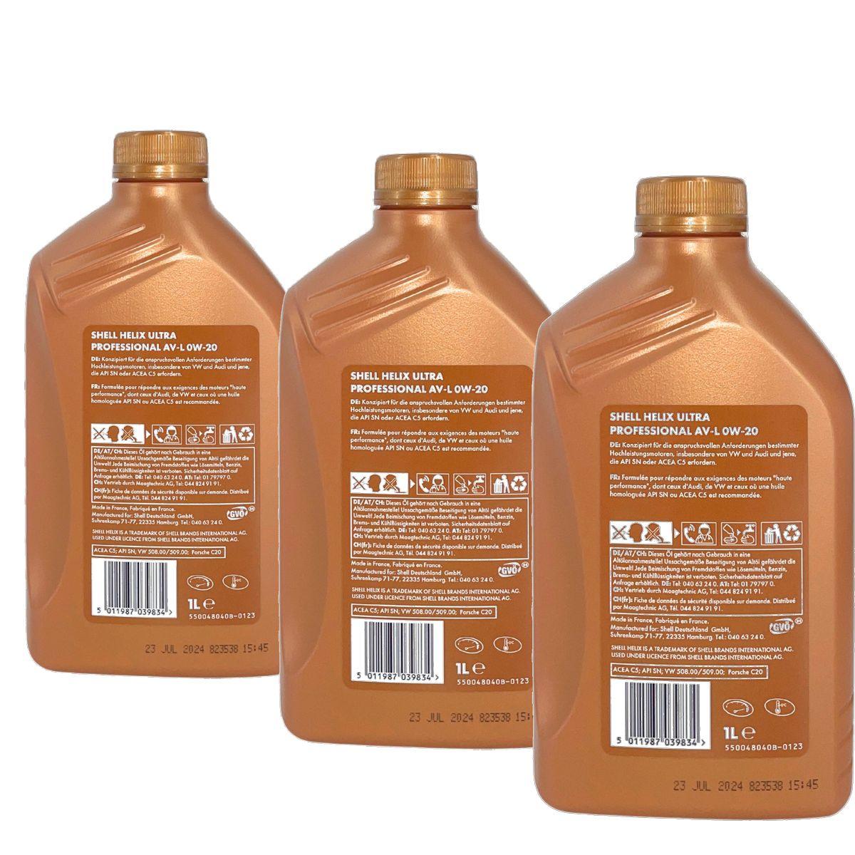 Shell Helix Ultra Professional AV-L 0W-20 3x1 Liter