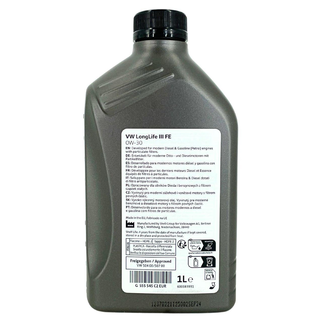 Original VW LongLife III/3 FE SAE 0W-30 504.00 / 507.00 7x1 Liter