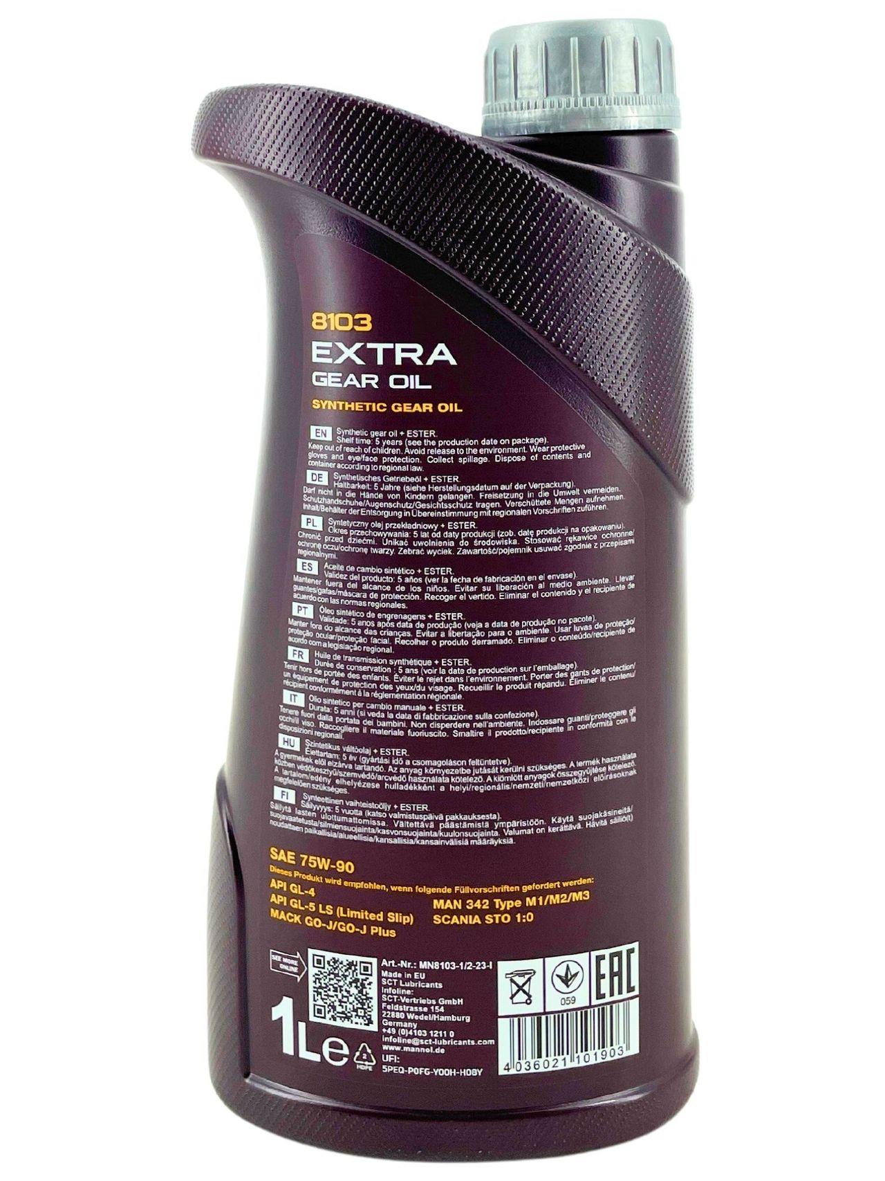 Mannol Extra Gear Oil Getriebeöl 75W-90 GL-4/GL-5 LS 1 Liter
