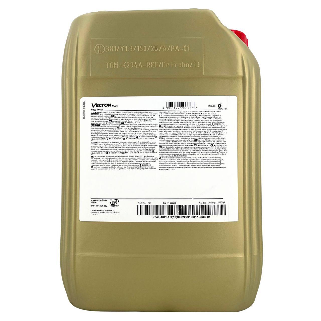 Castrol Vecton Plus 10W-40 E7 20 Liter