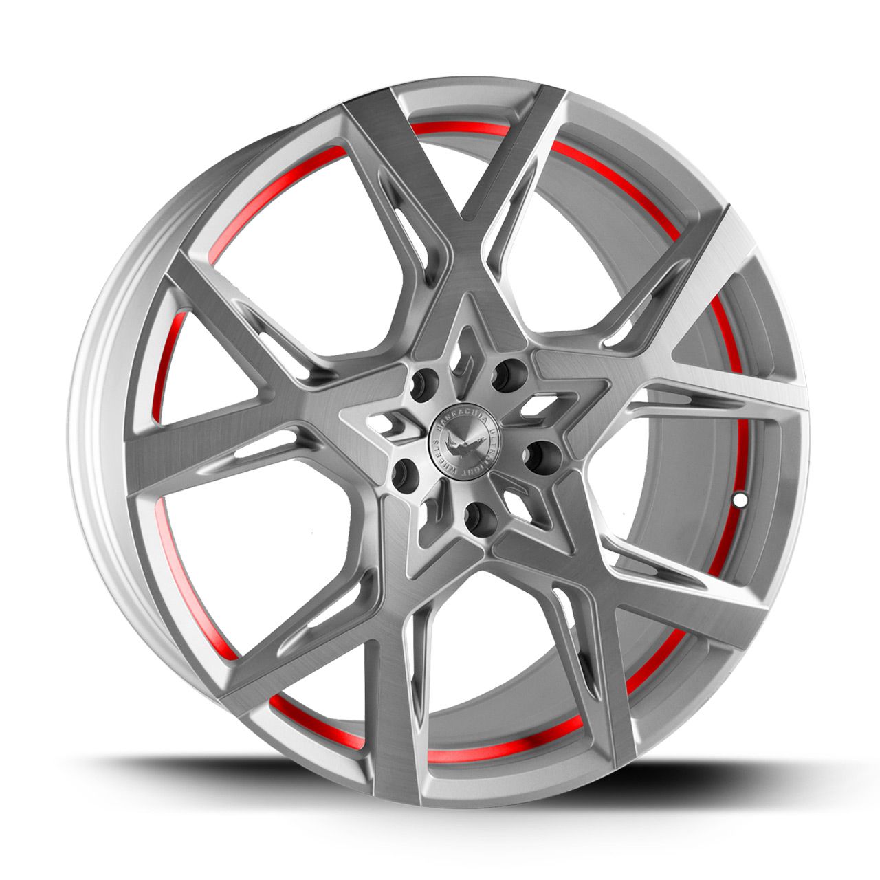 BARRACUDA PROJECT X Silver-brushed-Surface undercut Trimline red 10.0Jx22 5x112 ET30