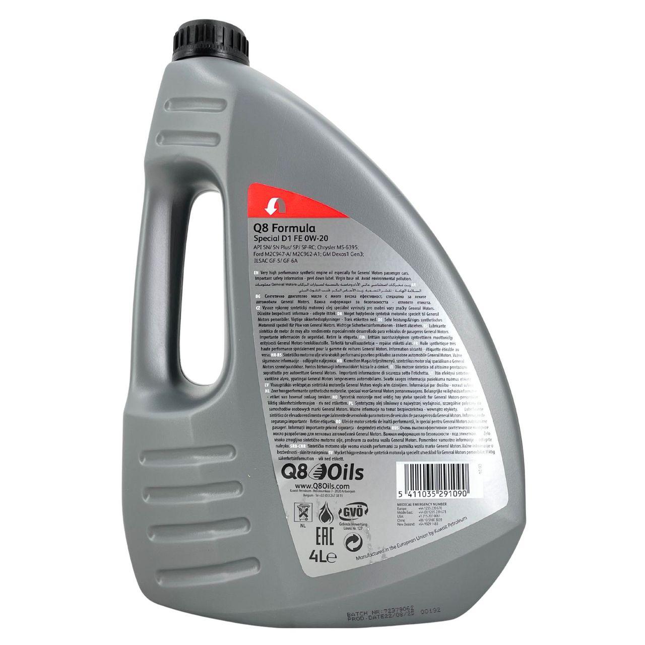 Q8 Formula Special D1 FE 0W-20 4 Liter